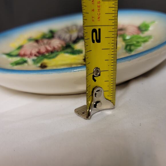 RIES Japan Vintage Flower Bouquet Decorative Plate Blue Rim Floral Centerpiece - Picture 4 of 6